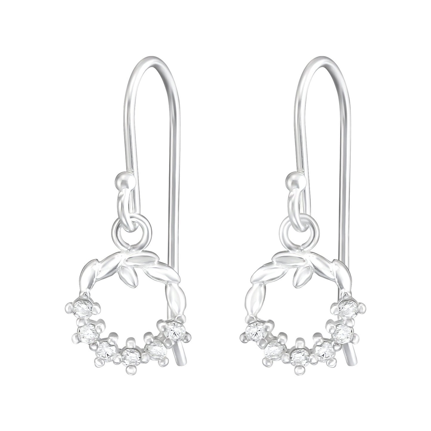 Garland - 925 Sterling Silver Cubic Zirconia - CZ - Drop Earrings