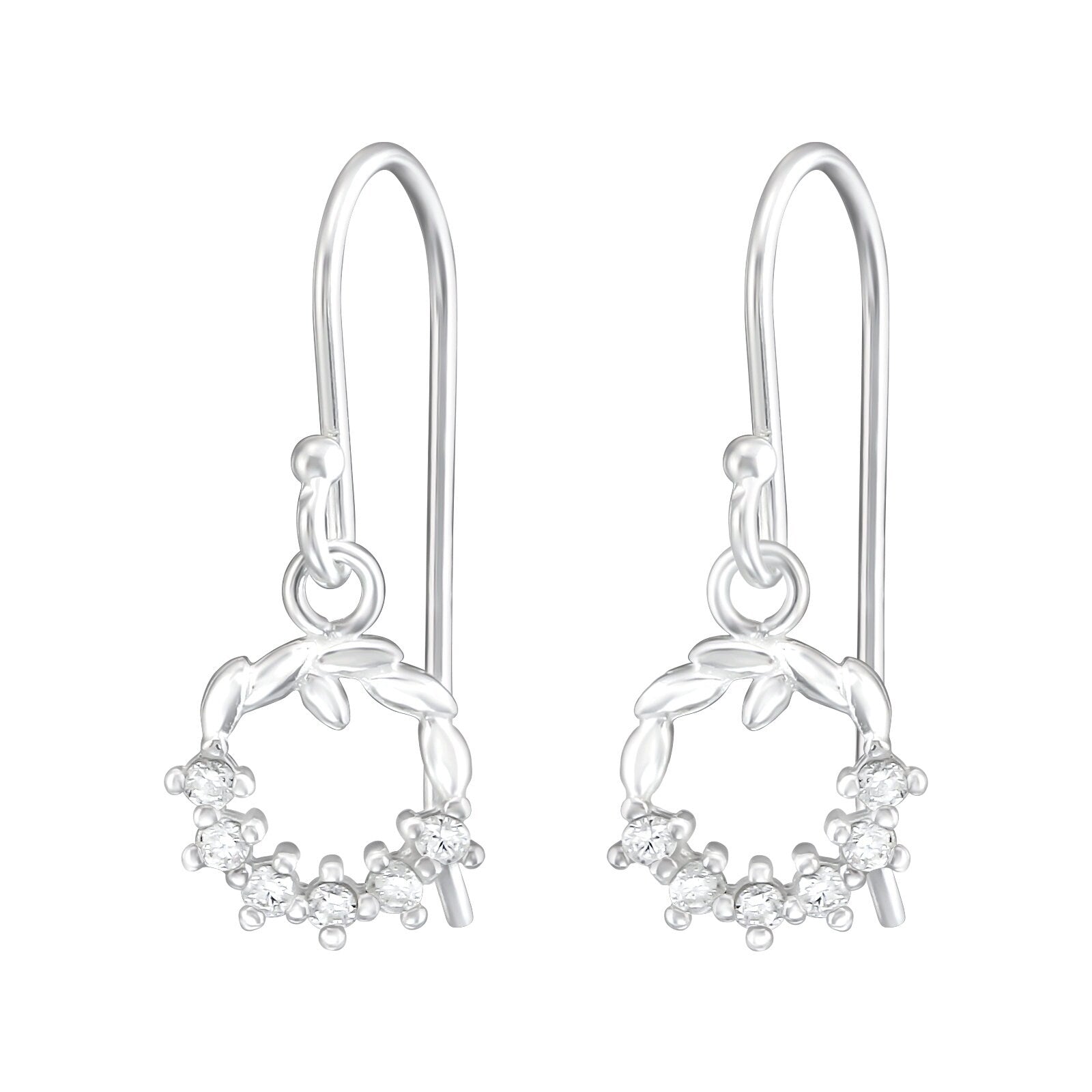 Garland - 925 Sterling Silver Cubic Zirconia - CZ - Drop Earrings