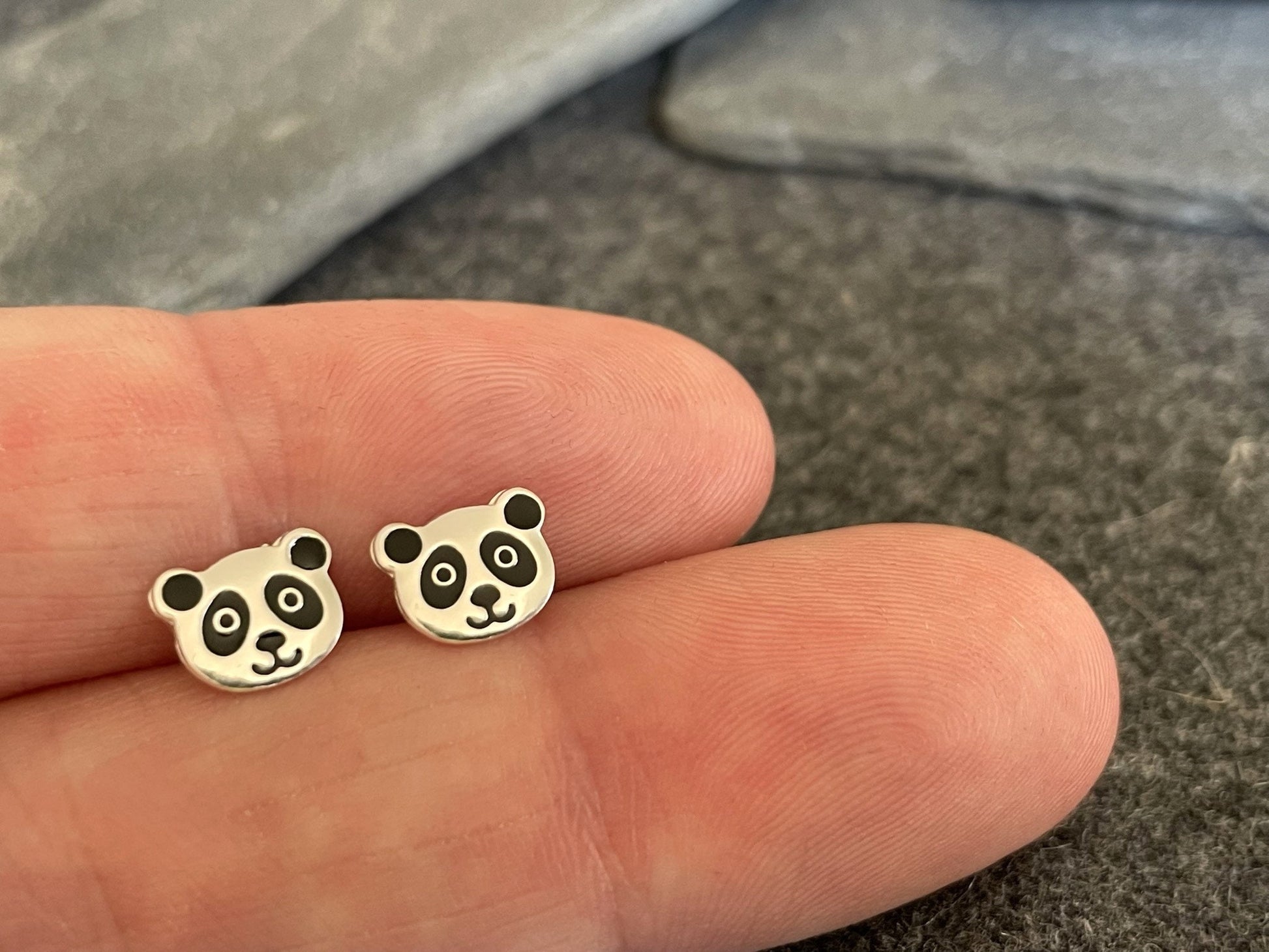 Panda Face - 925 Sterling Silver Colourful Stud Earrings - Boxed