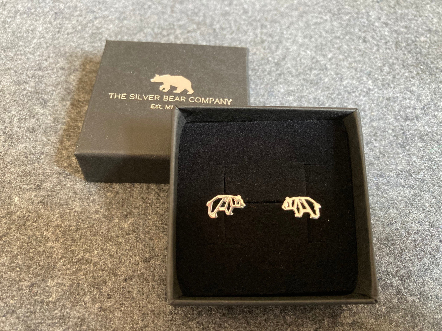 Bear - 925 Sterling Silver Stud Earrings - Boxed