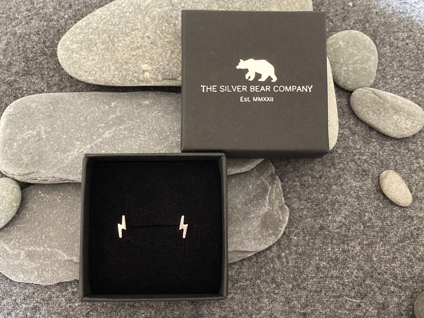 Lightning Bolt (small) - 925 Sterling Silver Plain Stud Earrings