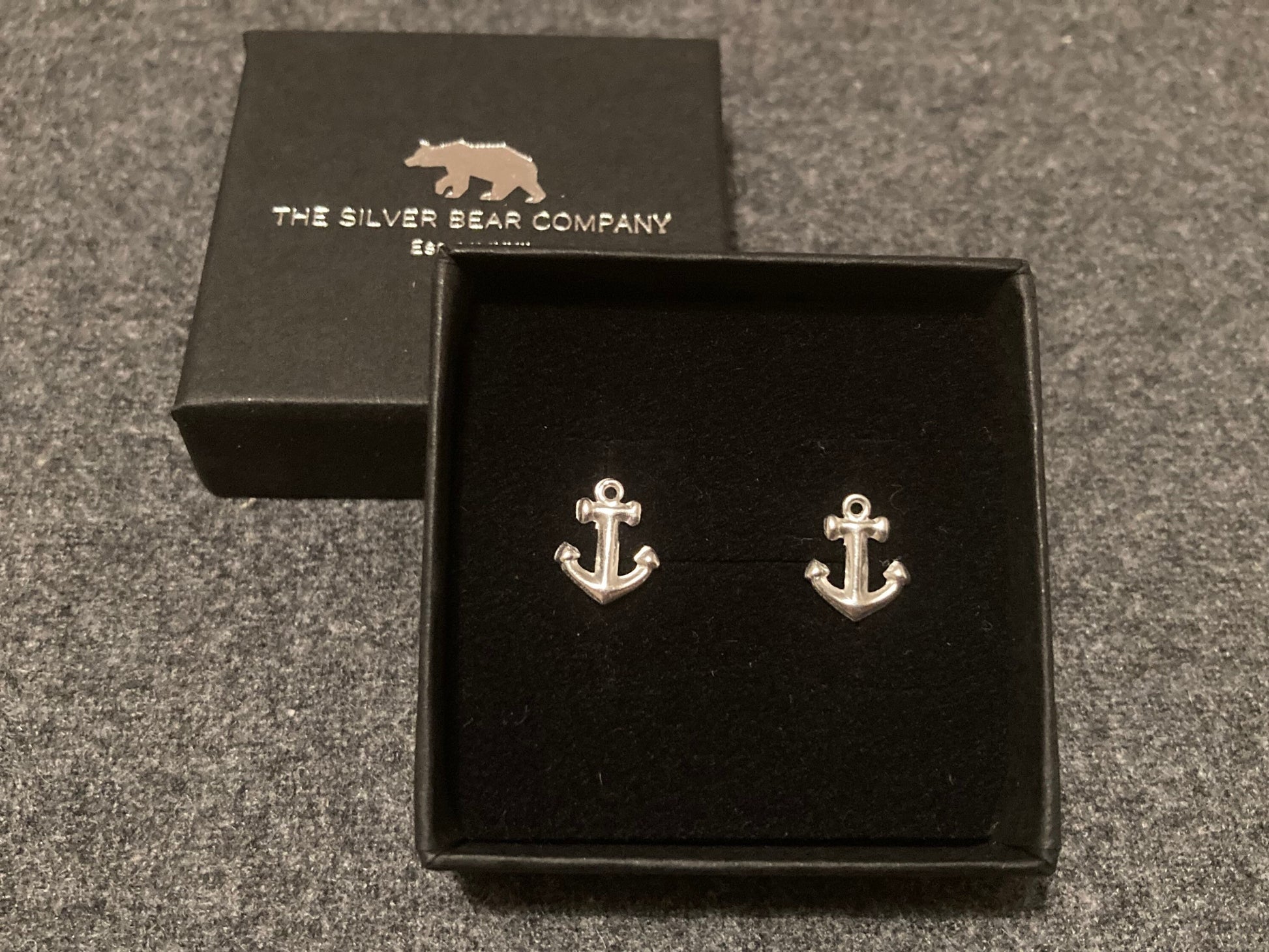 Anchor - 925 Sterling Silver Plain Stud Earrings - Boxed