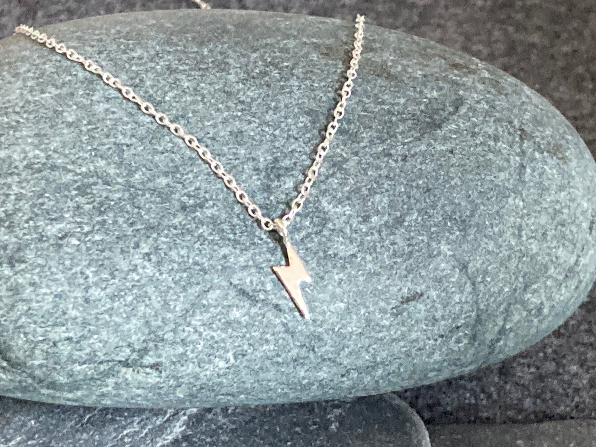 Lightning Bolt (small) - 925 Sterling Silver Pendant Necklace Boxed