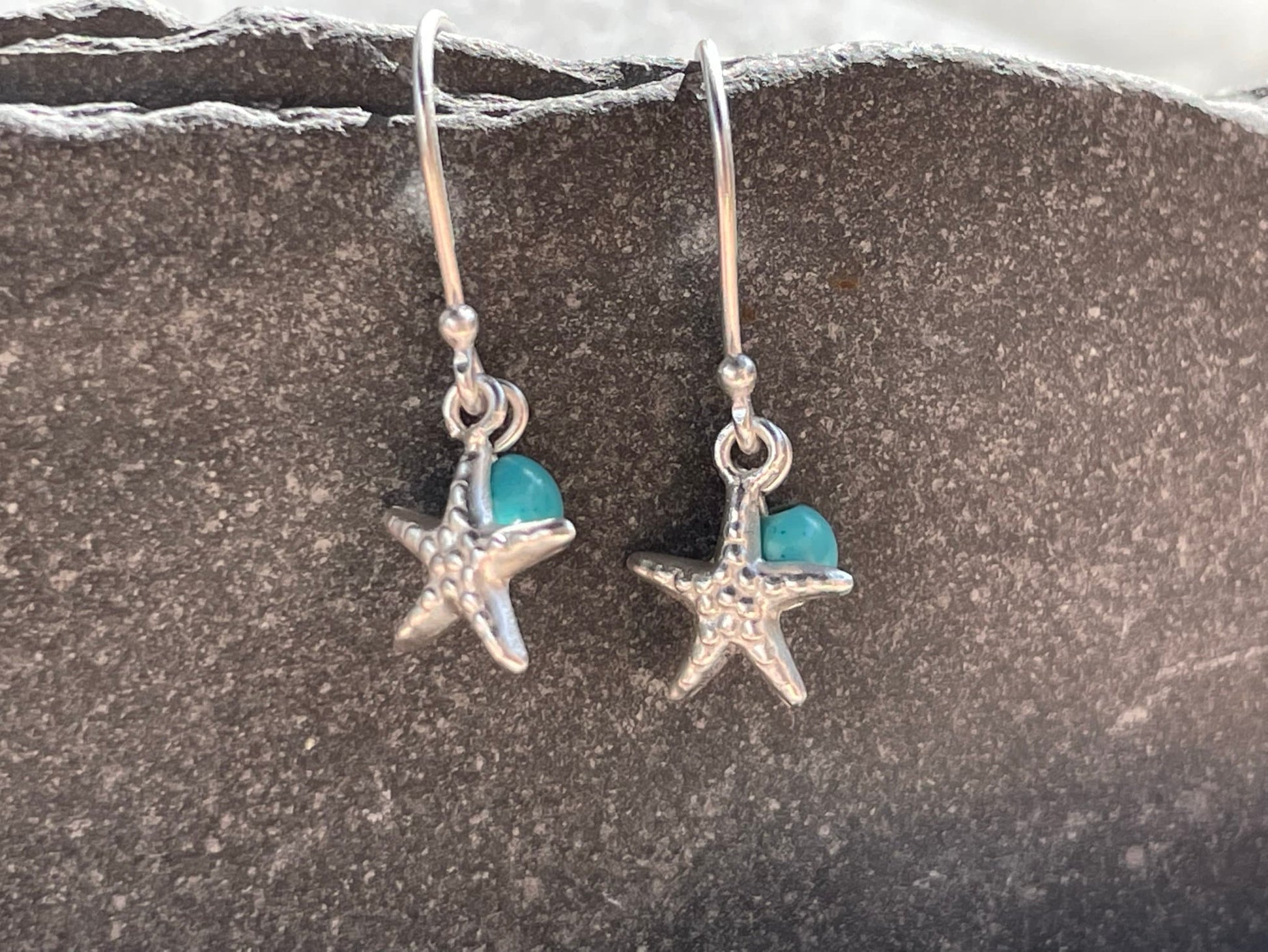 Starfish - 925 Sterling Silver Drop Earrings