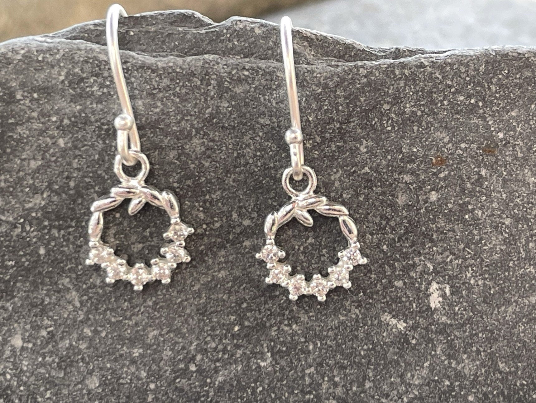 Garland - 925 Sterling Silver Cubic Zirconia - CZ - Drop Earrings