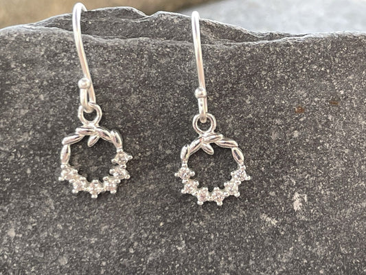 Garland - 925 Sterling Silver Cubic Zirconia - CZ - Drop Earrings