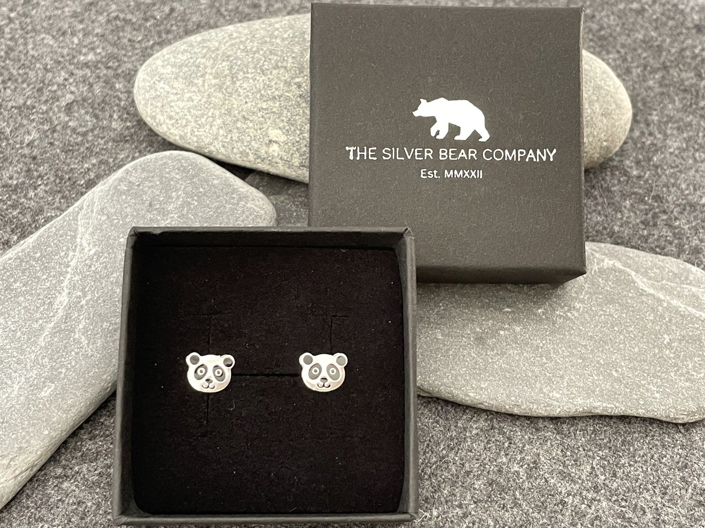 Panda Face - 925 Sterling Silver Colourful Stud Earrings - Boxed