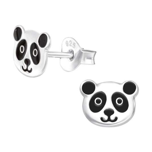 Panda Face - 925 Sterling Silver Colourful Stud Earrings - Boxed