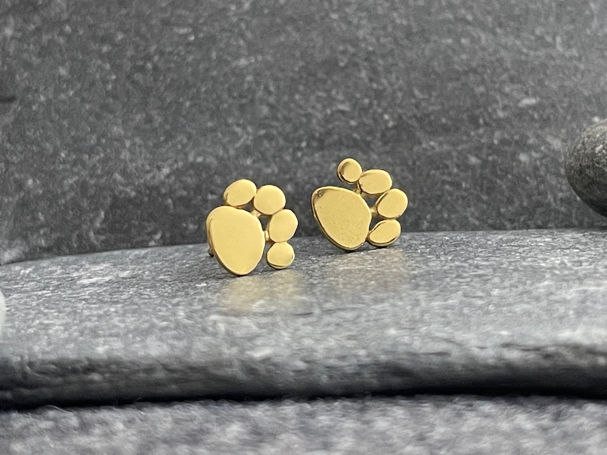 Pawprint - 14ct Gold Plated 925 Sterling Silver Stud Earrings