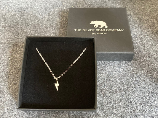 Lightning Bolt (small) - 925 Sterling Silver Pendant Necklace Boxed