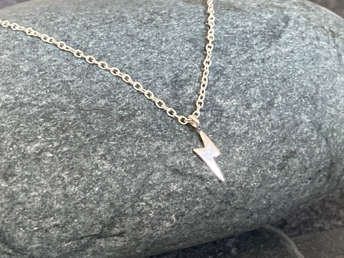 Lightning Bolt (small) - 925 Sterling Silver Pendant Necklace Boxed