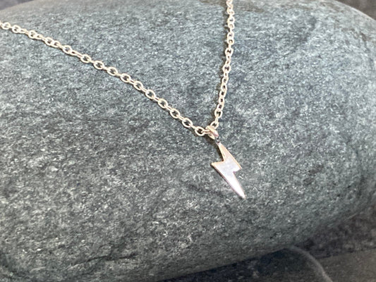 Lightning Bolt (small) - 925 Sterling Silver Pendant Necklace Boxed