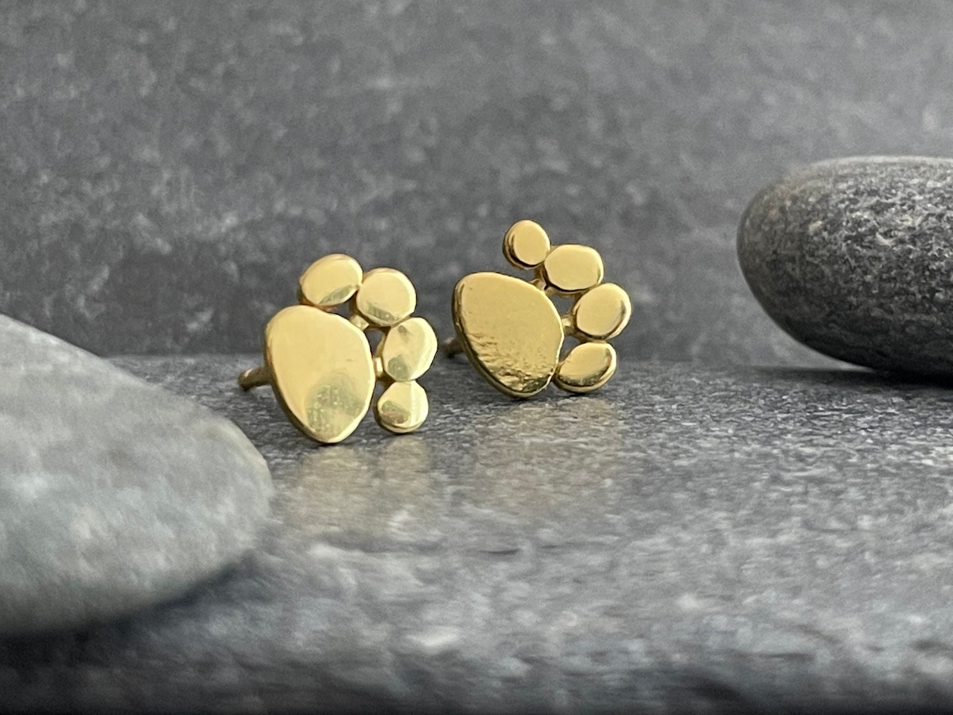 Pawprint - 14ct Gold Plated 925 Sterling Silver Stud Earrings