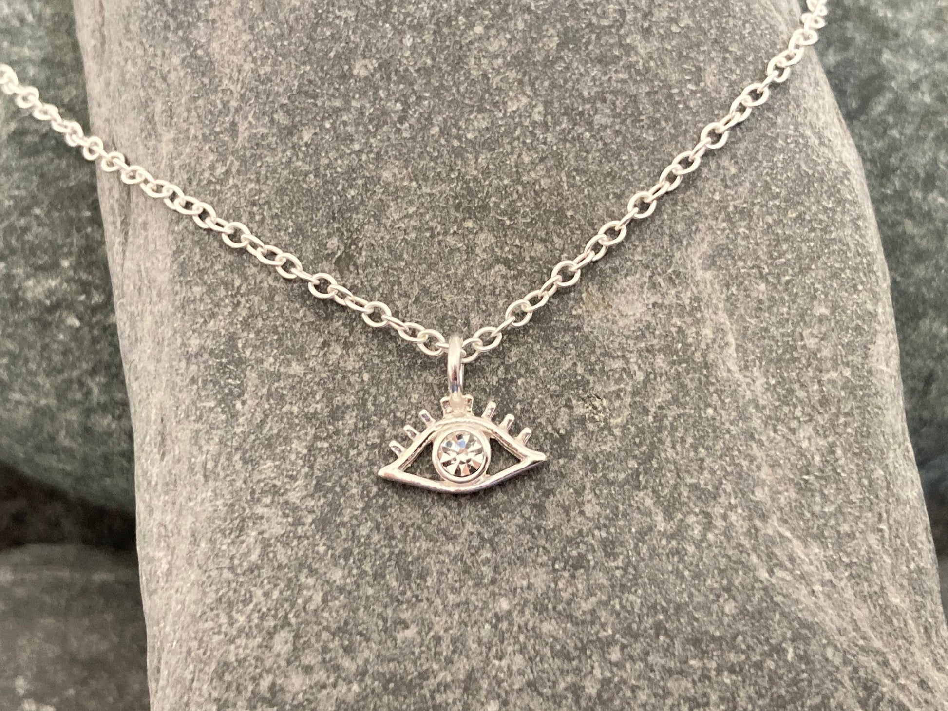 Evil Eye - 925 Sterling Silver Cubic Zirconia CZ Pendant Necklace Boxed