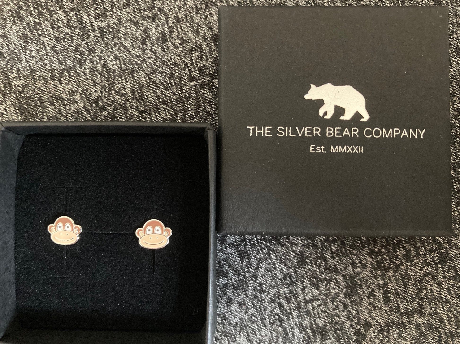 Monkey - 925 Sterling Silver Colourful Stud Earrings - Boxed