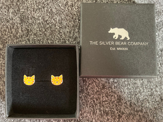 Pussy Cat - 925 Sterling Silver Colourful Stud Earrings