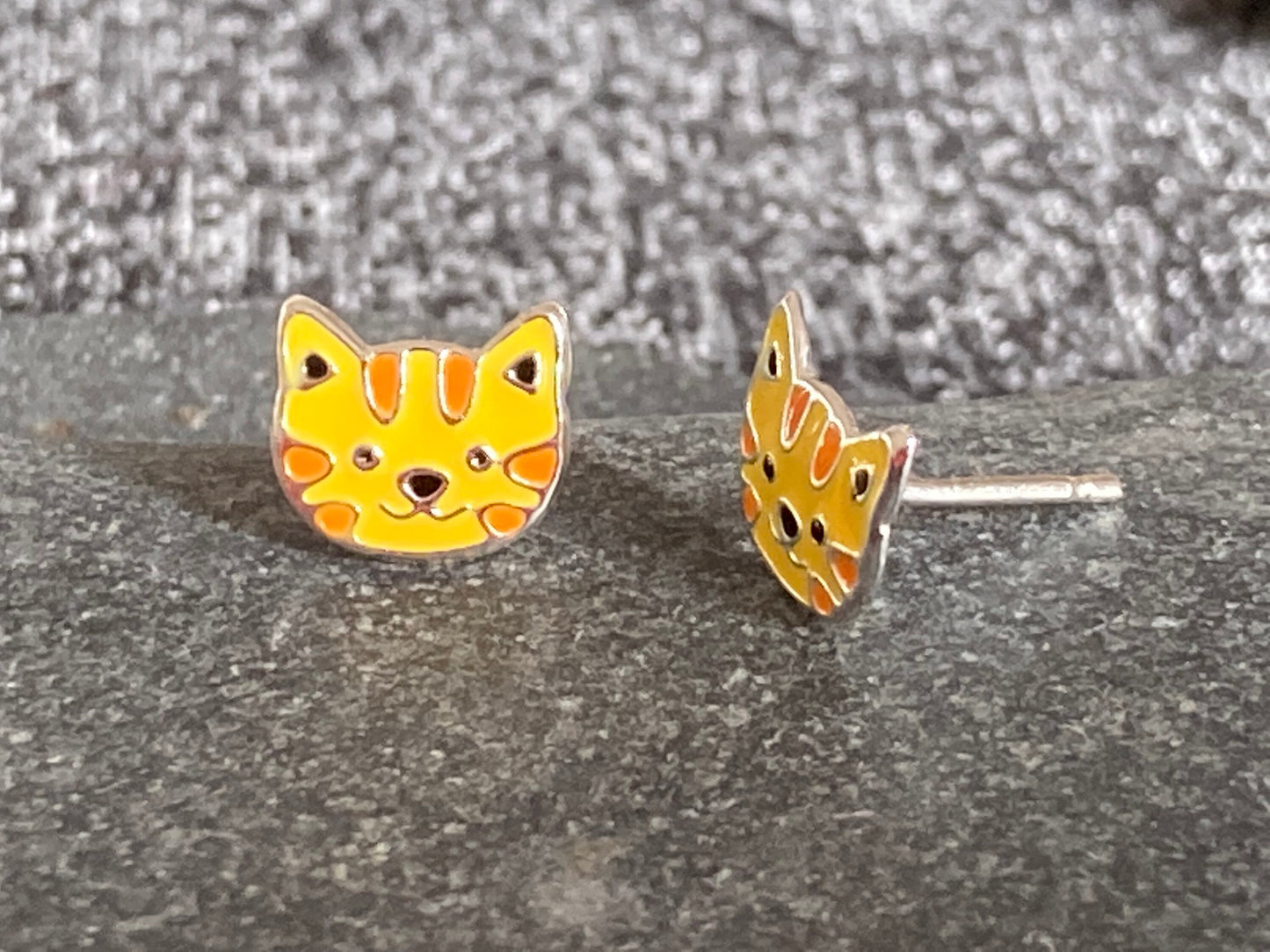 Pussy Cat - 925 Sterling Silver Colourful Stud Earrings