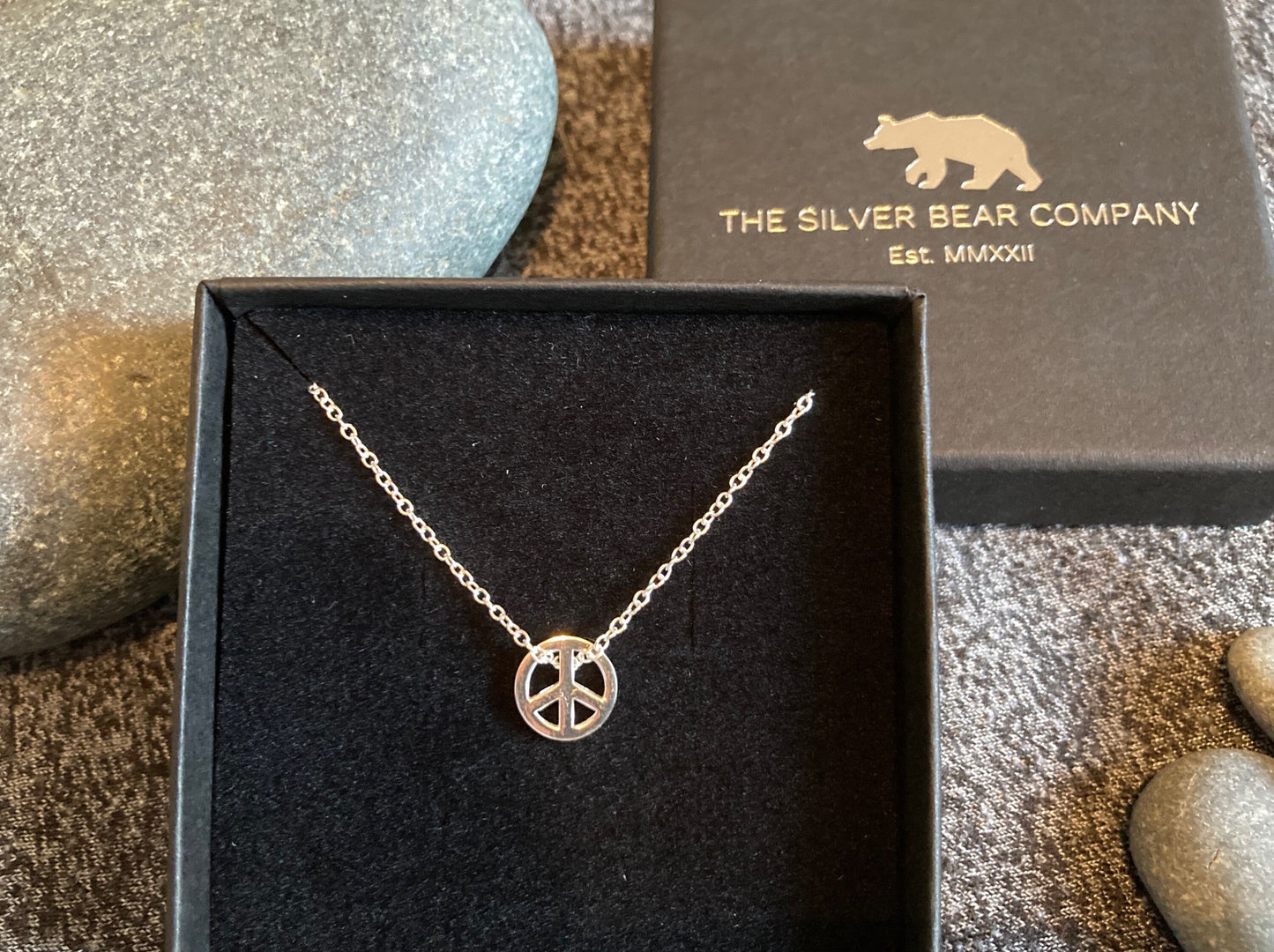 Peace Symbol - 925 Sterling Silver Plain Necklace Boxed