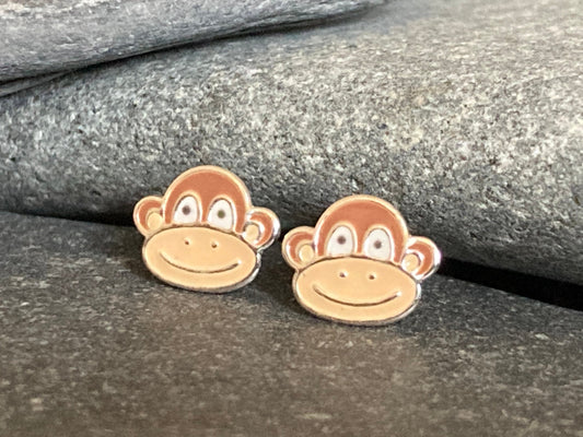 Monkey - 925 Sterling Silver Colourful Stud Earrings - Boxed