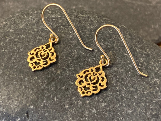 Filigree - 14ct Gold Plated 925 Sterling Silver Drop Earrings