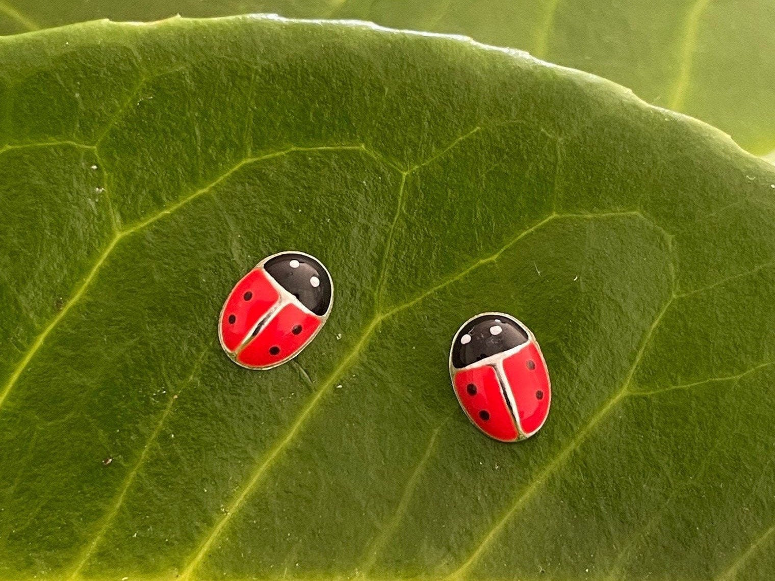 Ladybird - 925 Sterling Silver Stud Earrings