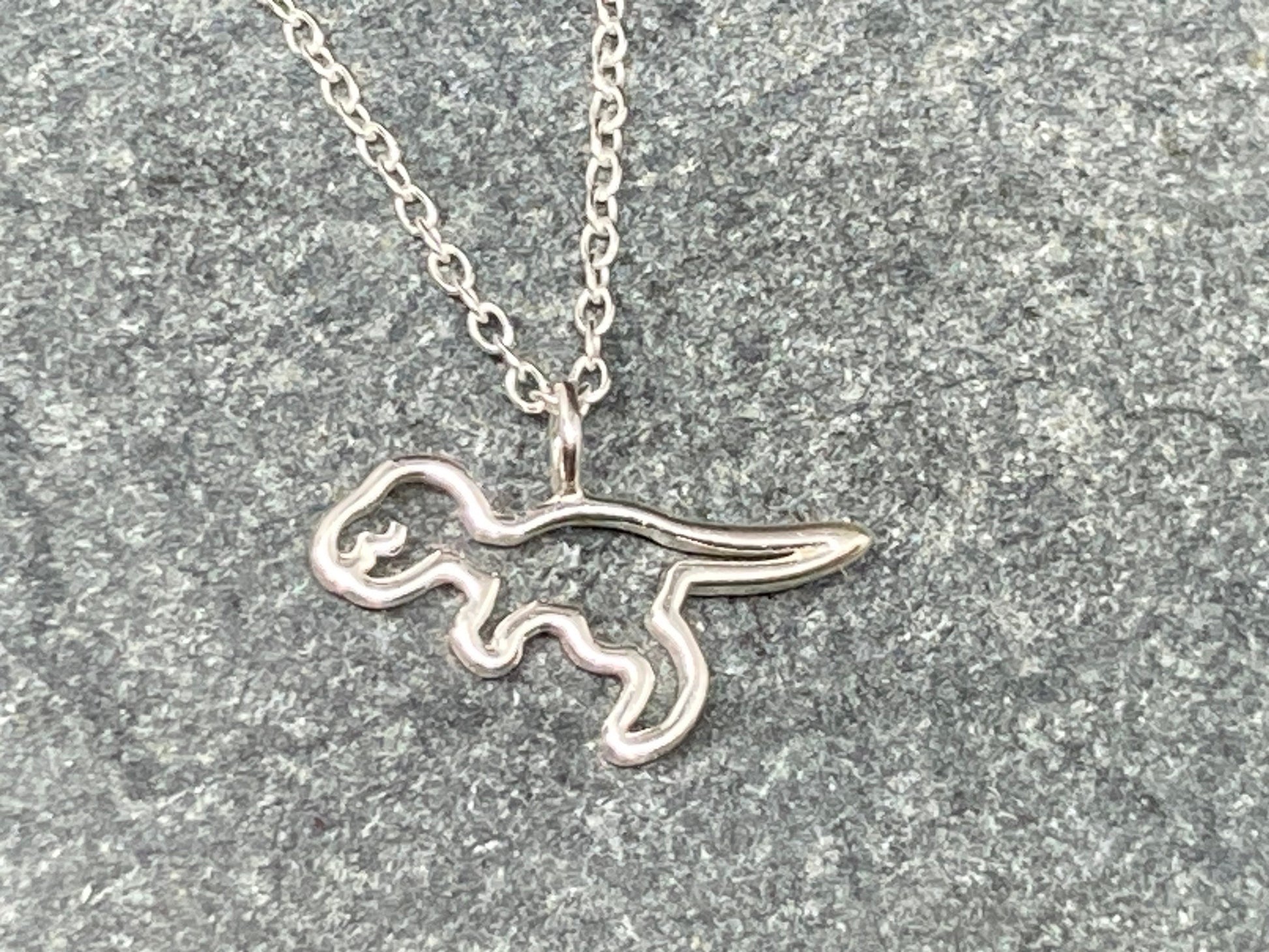 T-Rex Tyrannosaurus Rex Dinosaur - 925 Sterling Silver Plain Necklace Boxed