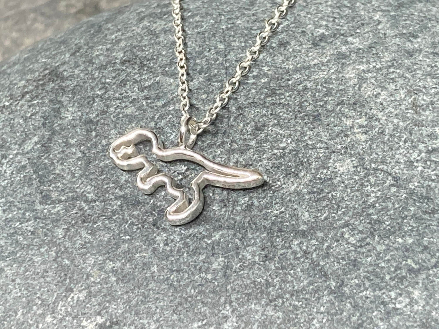 T-Rex Tyrannosaurus Rex Dinosaur - 925 Sterling Silver Plain Necklace Boxed