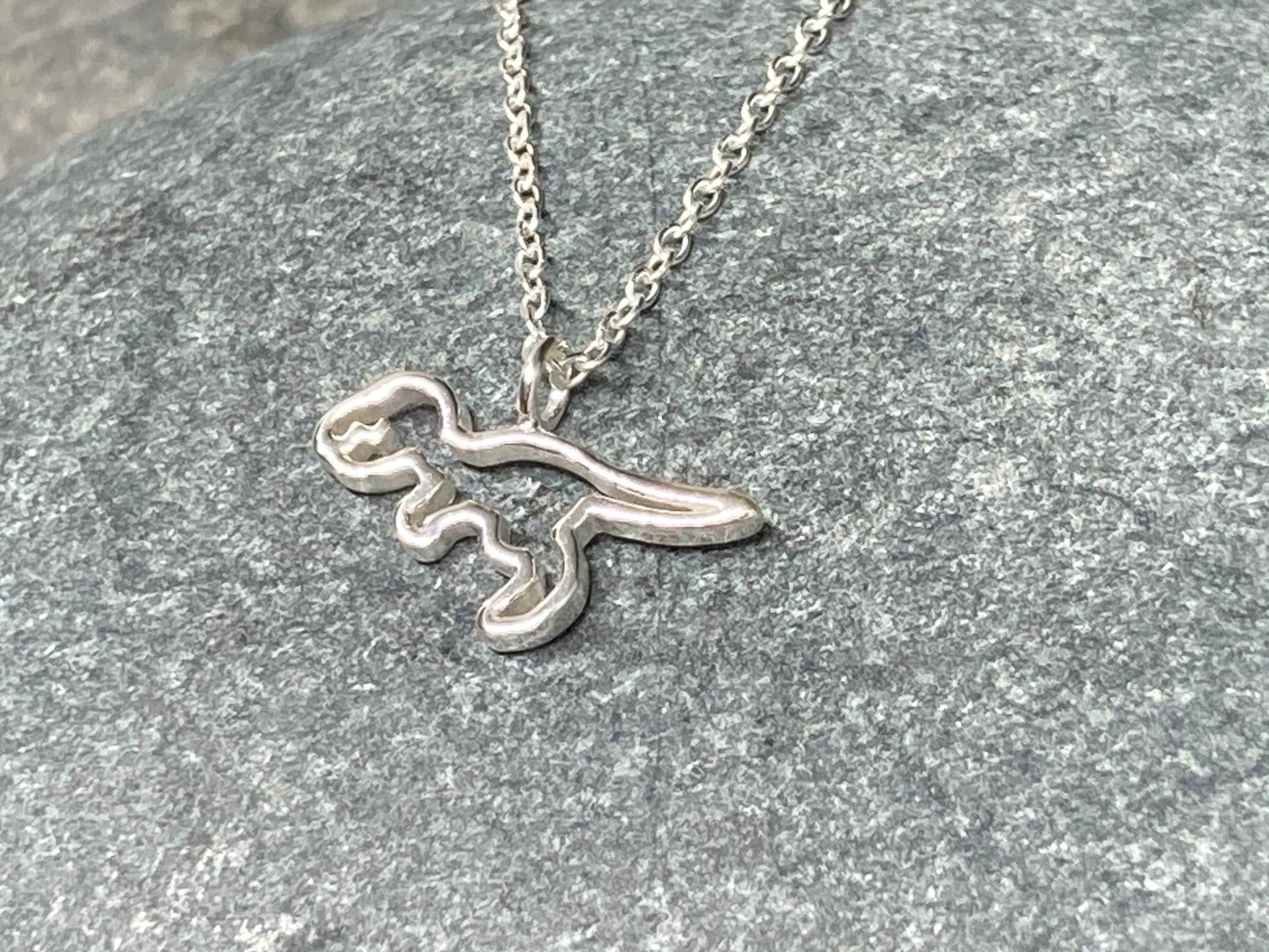 T-Rex Tyrannosaurus Rex Dinosaur - 925 Sterling Silver Plain Necklace Boxed