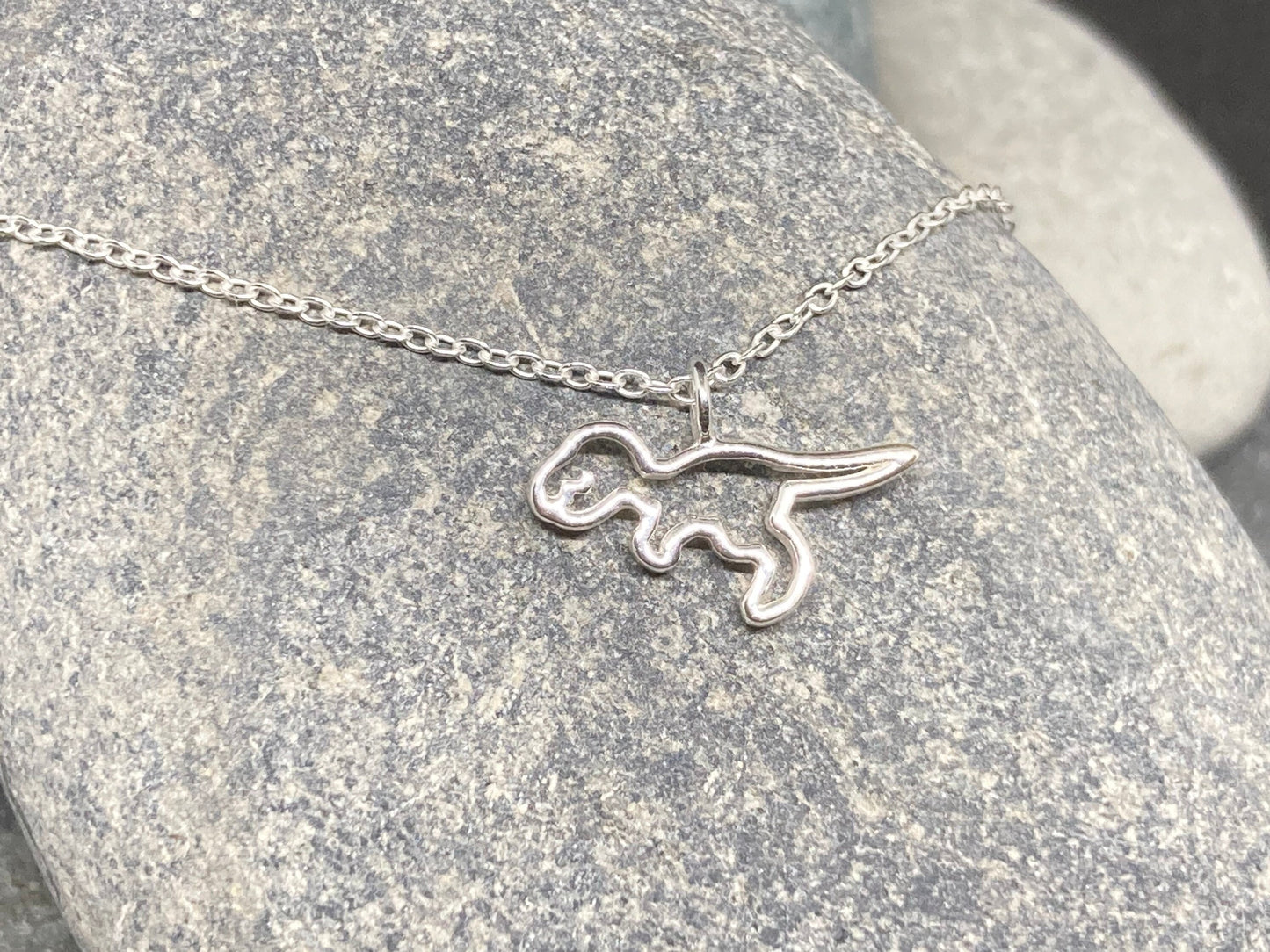 T-Rex Tyrannosaurus Rex Dinosaur - 925 Sterling Silver Plain Necklace Boxed