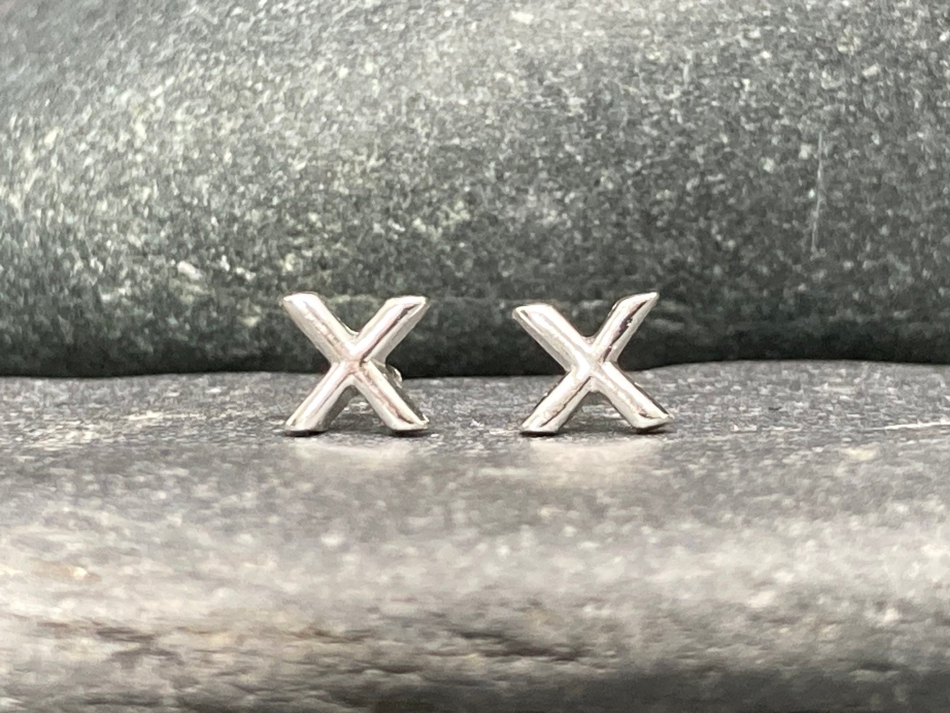 Mini Kiss X - 925 Sterling Silver Stud Earrings