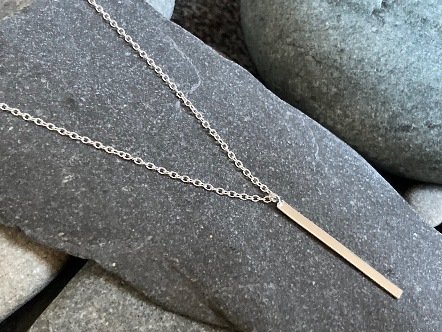 Bar Drop - 925 Sterling Silver Necklace and Pendant - Boxed