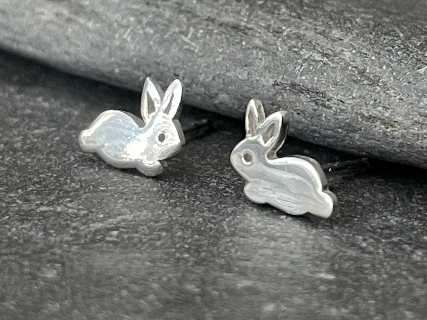 Rabbits - 925 Sterling Silver Stud Earrings - The Silver Bear Company