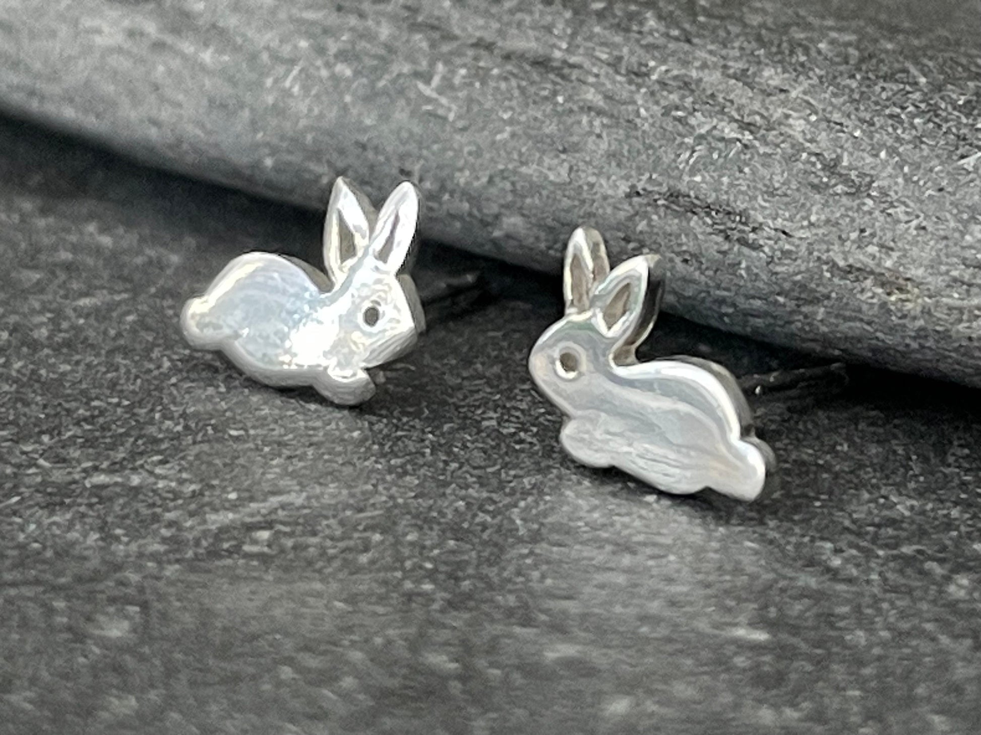 Rabbits - 925 Sterling Silver Stud Earrings - The Silver Bear Company