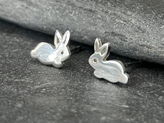 Rabbits - 925 Sterling Silver Stud Earrings - The Silver Bear Company