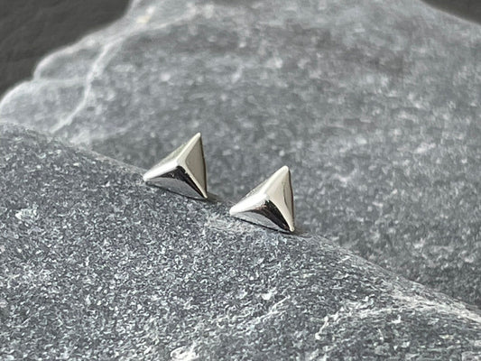 Triangle - 925 Sterling Silver Plain Ear Studs Boxed
