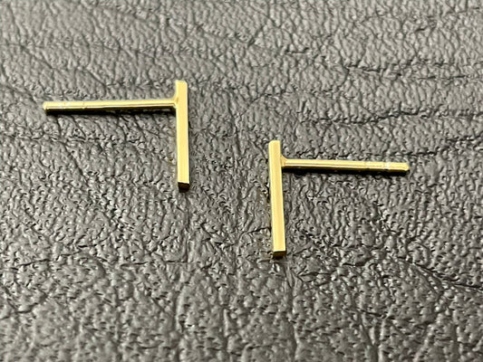 Bar - 14ct Gold Plated 925 Sterling Silver Plain Ear Studs Boxed