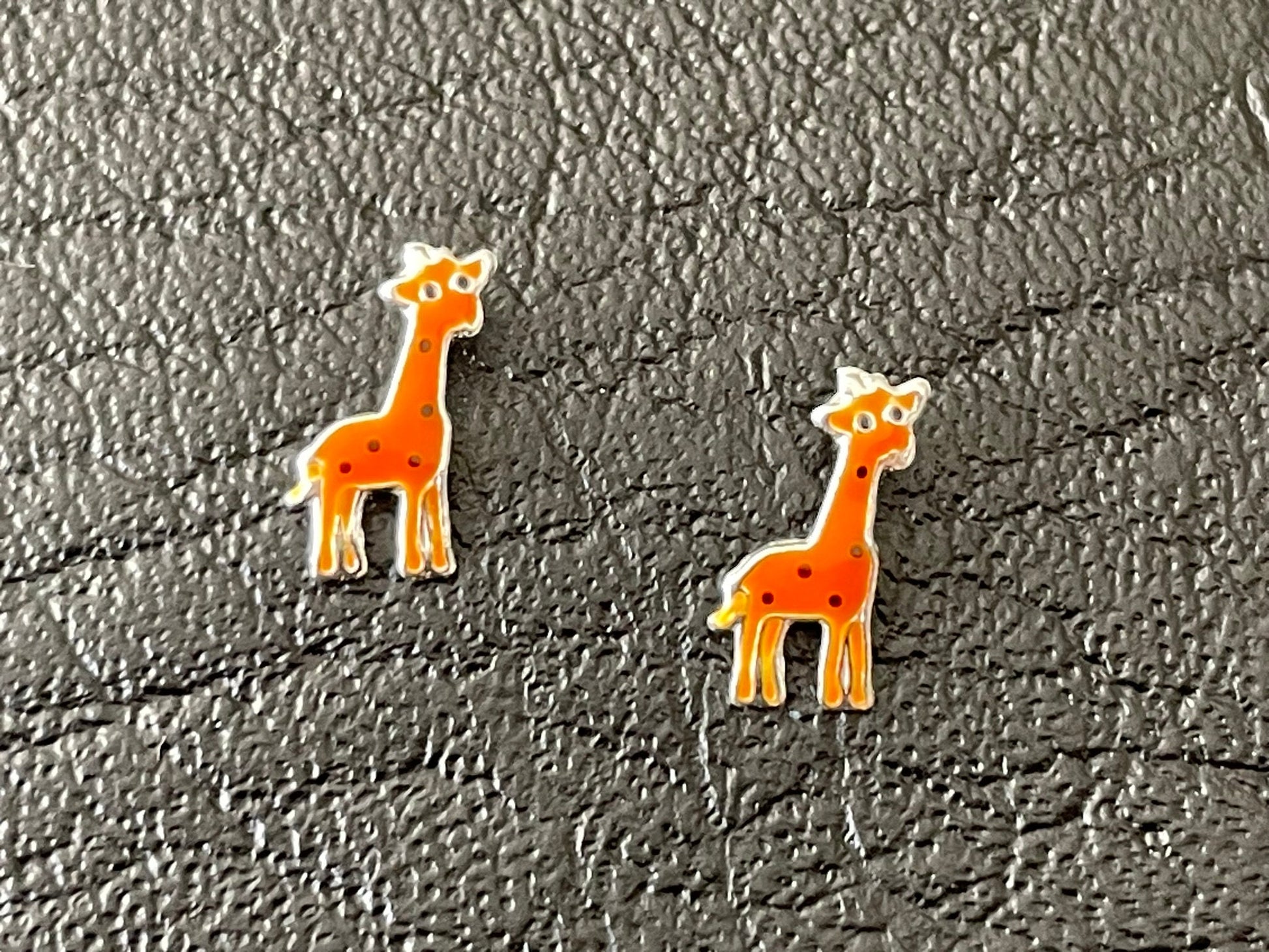 Giraffe - 925 Sterling Silver Colourful Children’s Stud Earrings - The Silver Bear Company