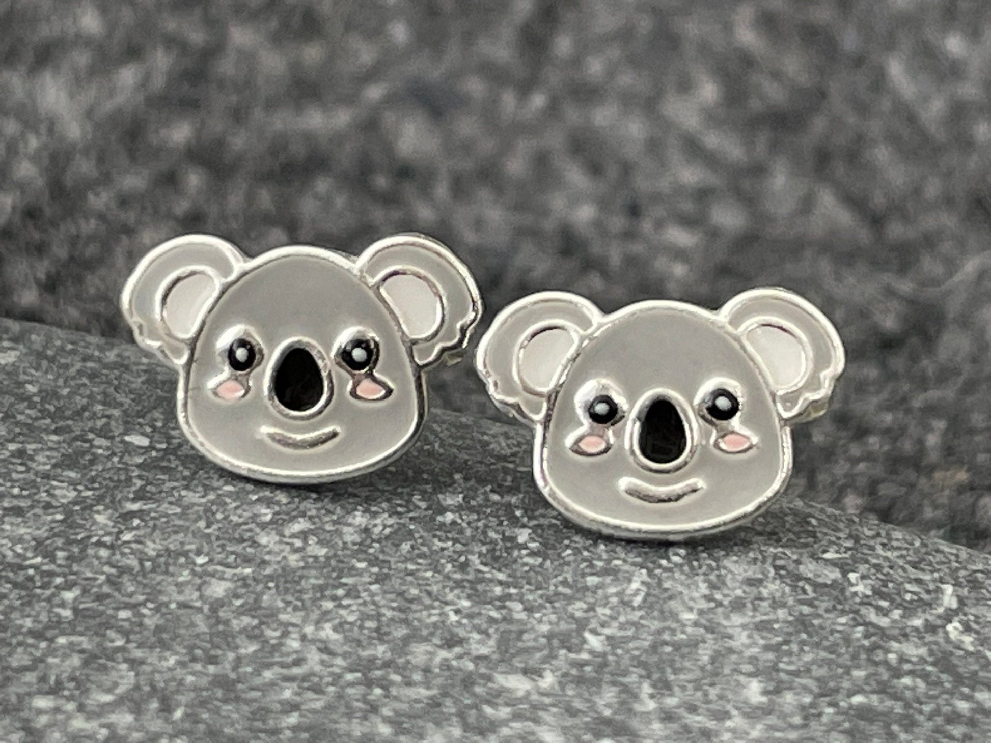 Koala Bear - 925 Sterling Silver Colourful Stud Earrings