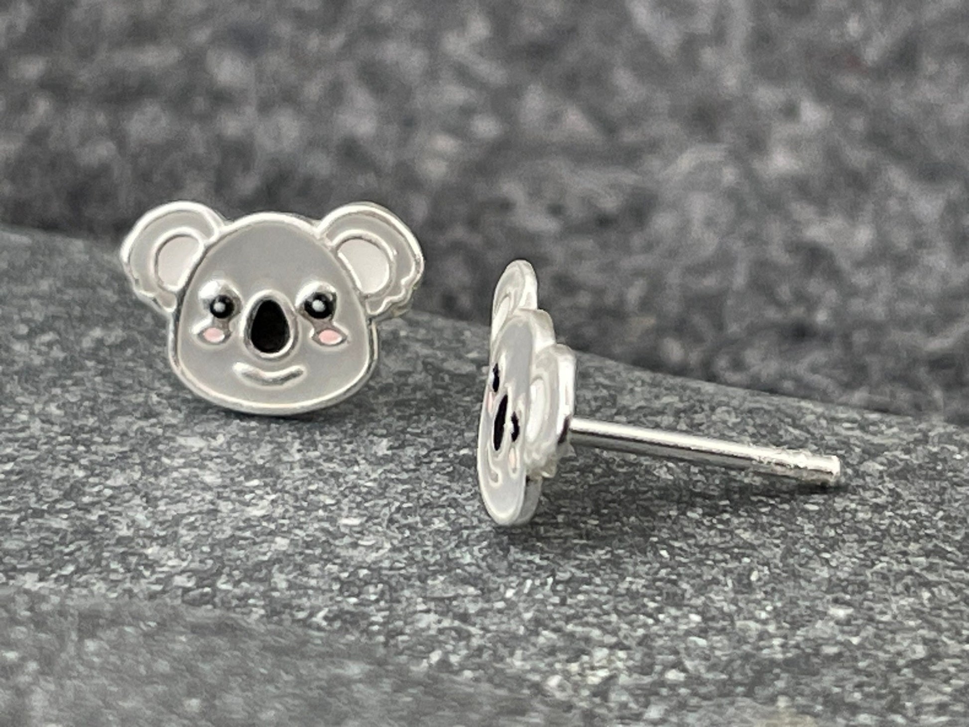 Koala Bear - 925 Sterling Silver Colourful Stud Earrings