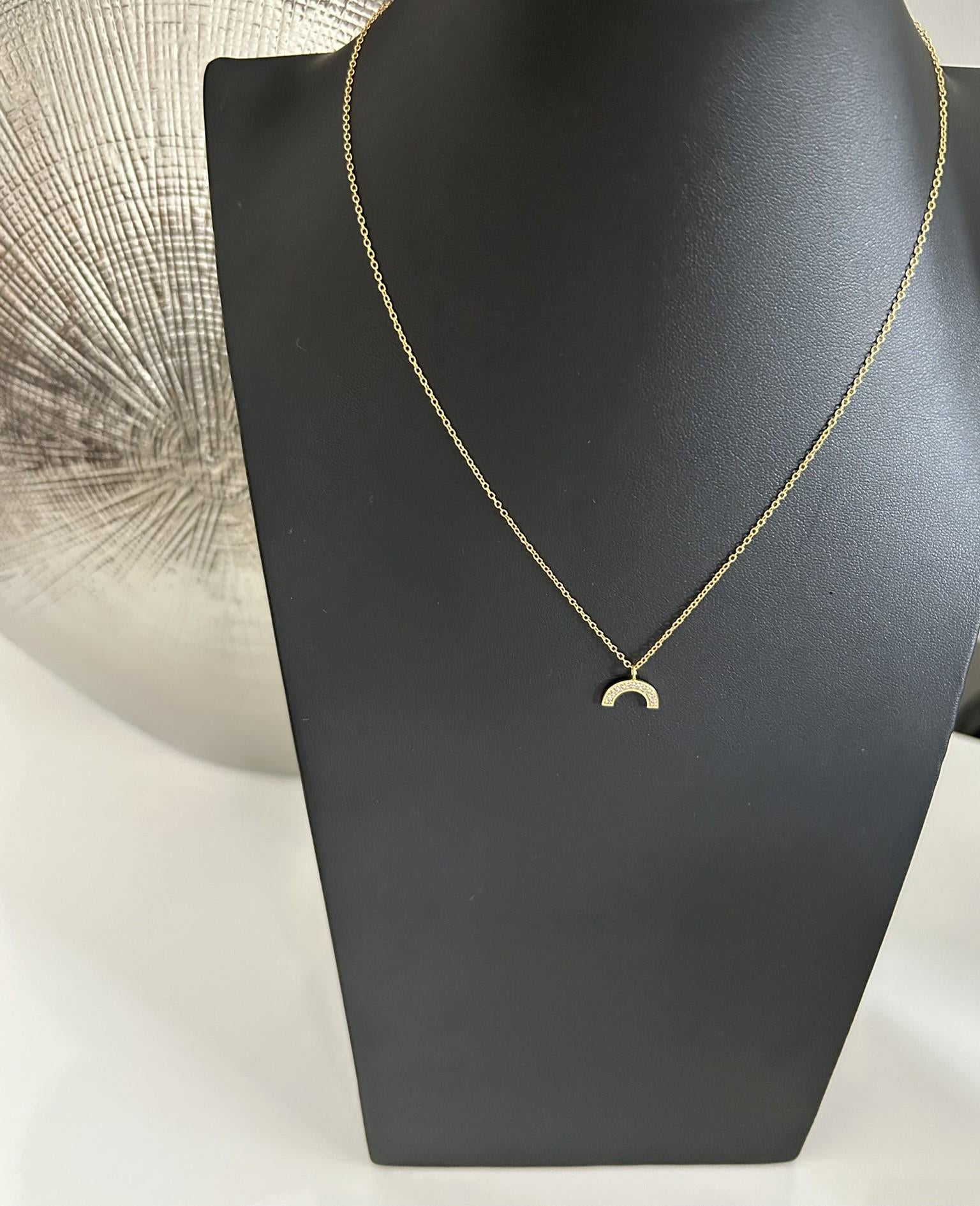 Gold Plated Sterling Silver Rainbow Necklace: Cubic Zirconia Pendant