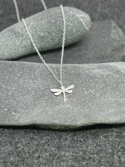 Dragonfly - 925 Sterling Silver Jewelled Necklace Boxed