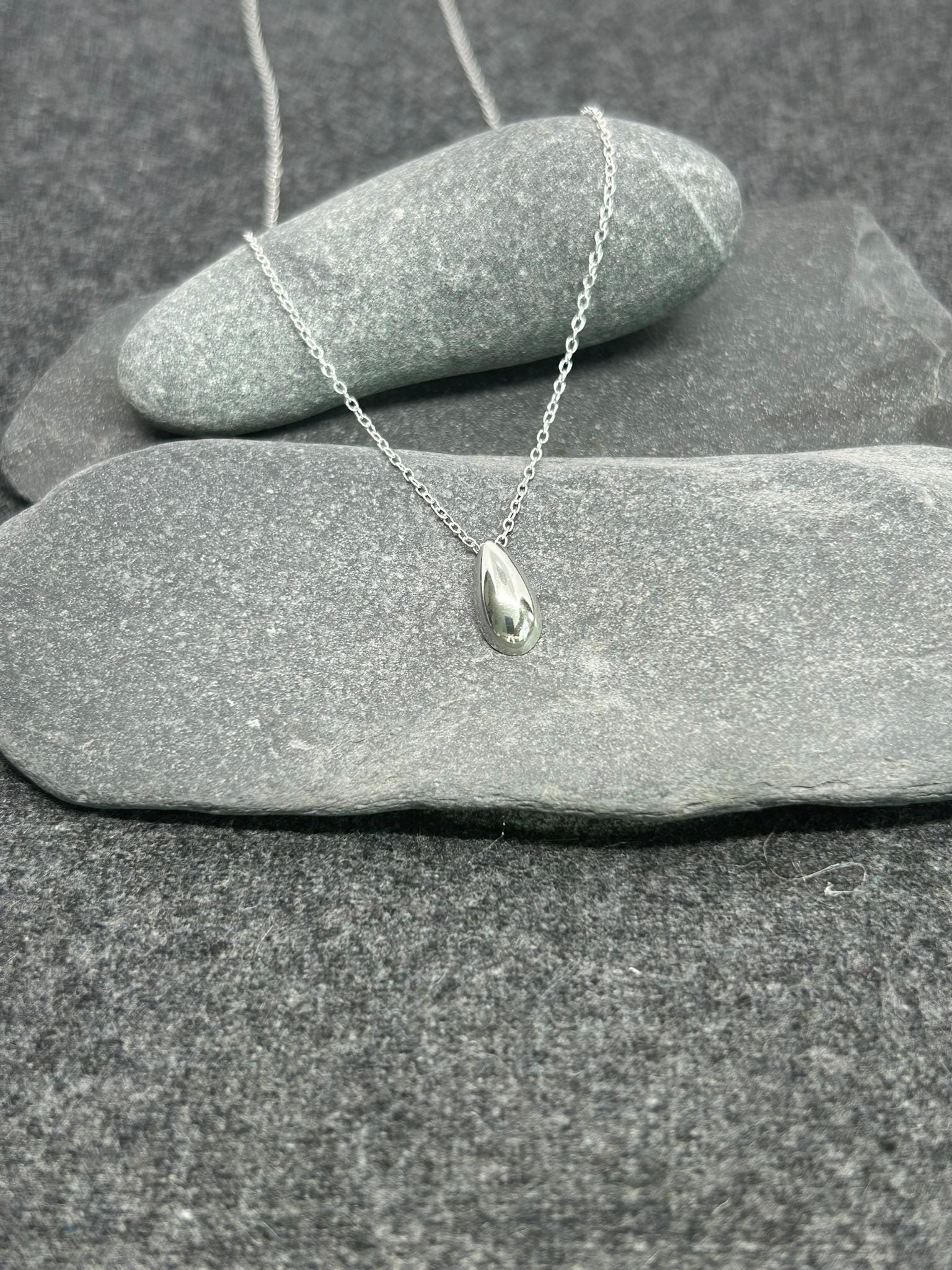 Silver Pear Drop - 925 Sterling Silver Plain Necklaces Boxed