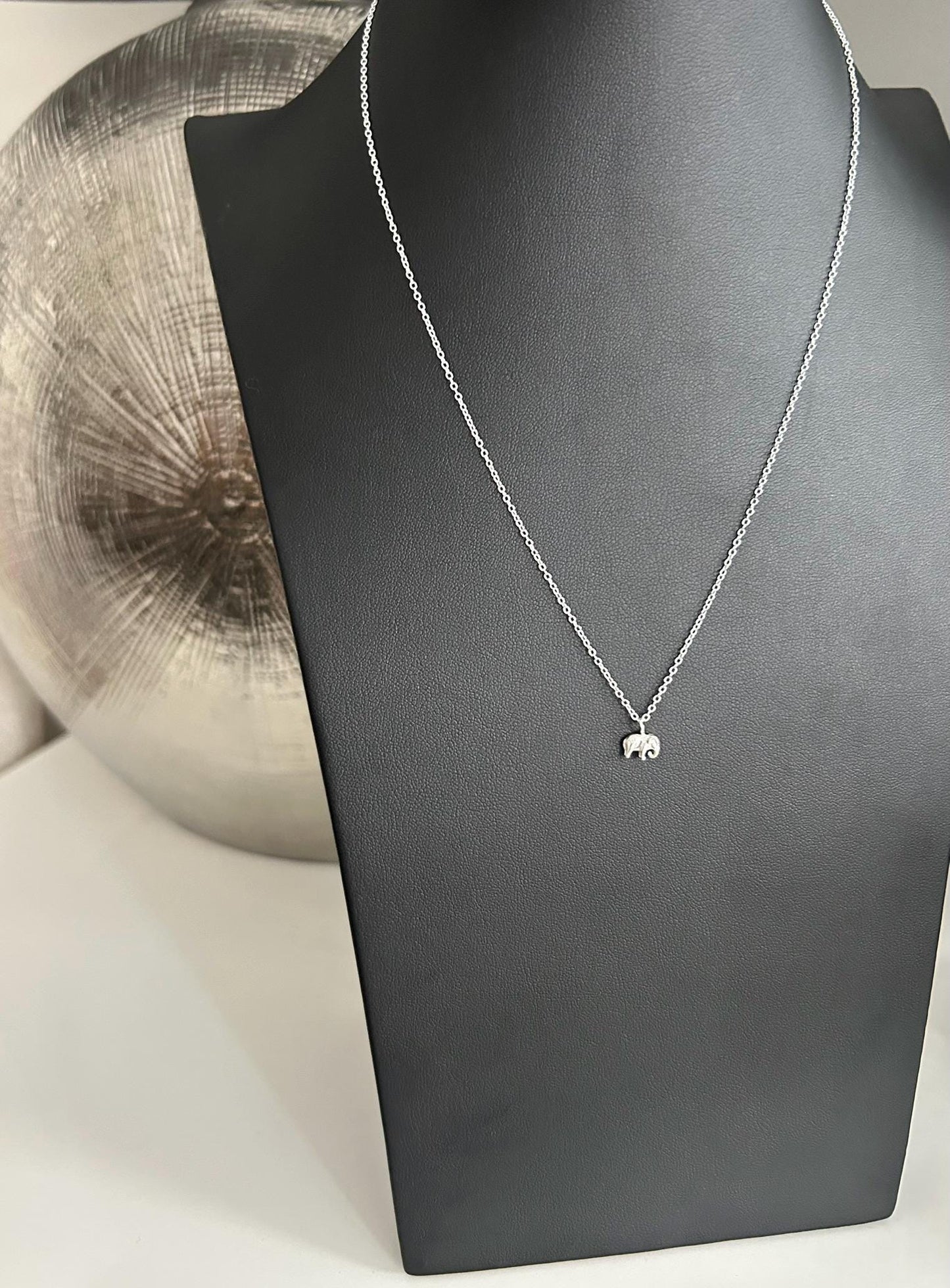 Indian Elephant - 925 Sterling Silver Plain Pendant Necklace - Boxed