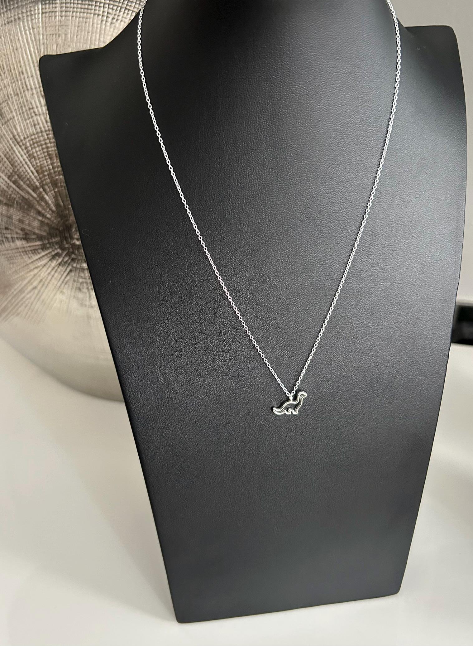 Dinosaur Brontosaurus - 925 Sterling Silver Plain Necklace - Boxed