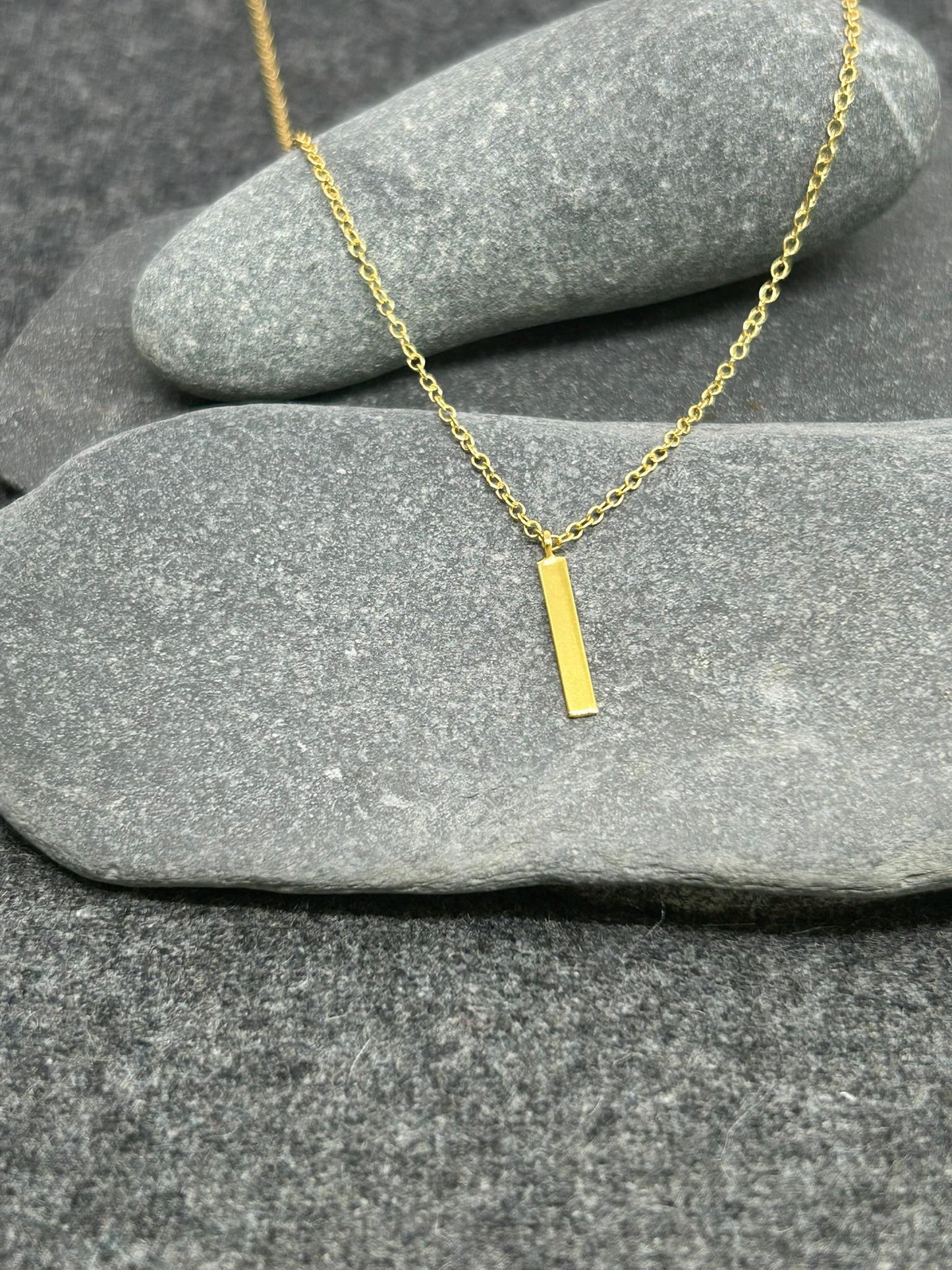 Bar Drop - 14k Gold Plated 925 Sterling Silver Necklace and Pendant. Boxed