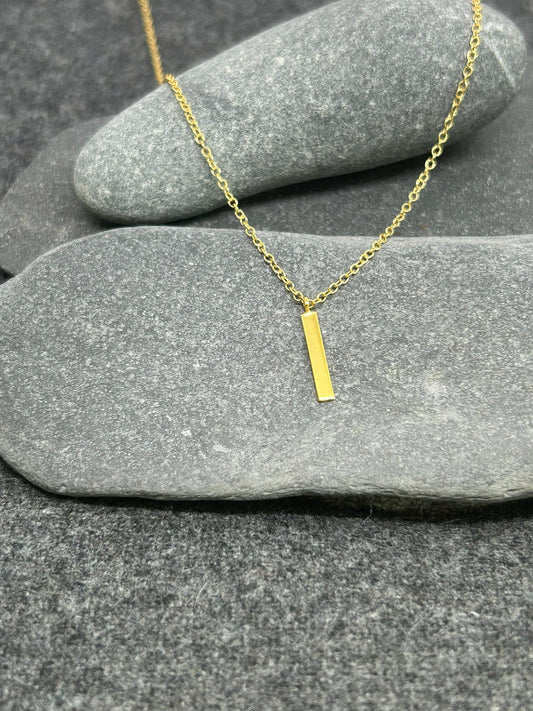 Bar Drop - 14k Gold Plated 925 Sterling Silver Necklace and Pendant. Boxed