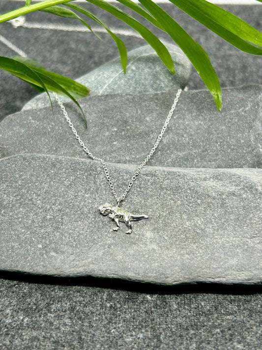T-Rex Tyrannosaurus Dinosaur - 925 Sterling Silver Plain Necklace Boxed