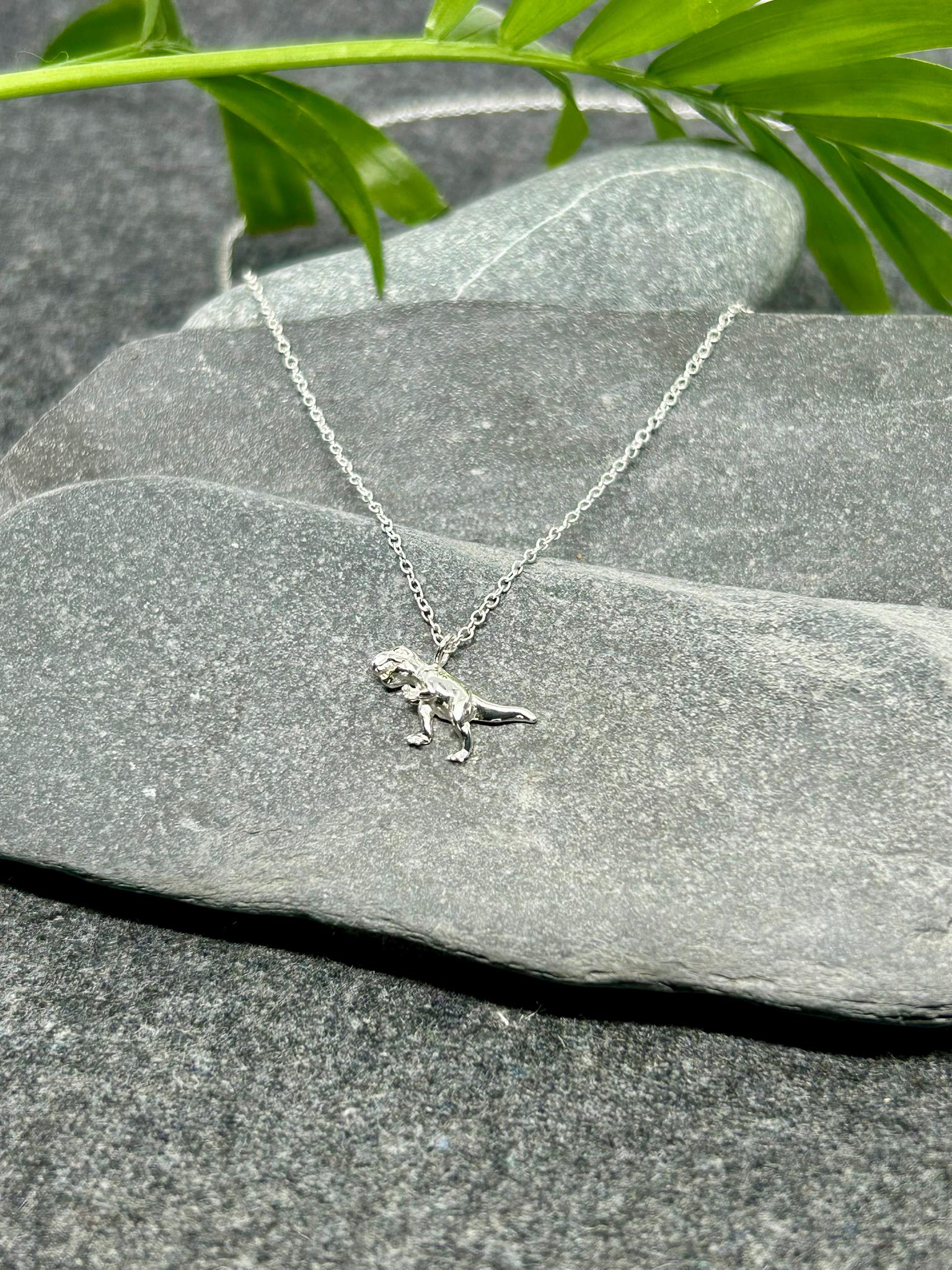 T-Rex Tyrannosaurus Dinosaur - 925 Sterling Silver Plain Necklace Boxed