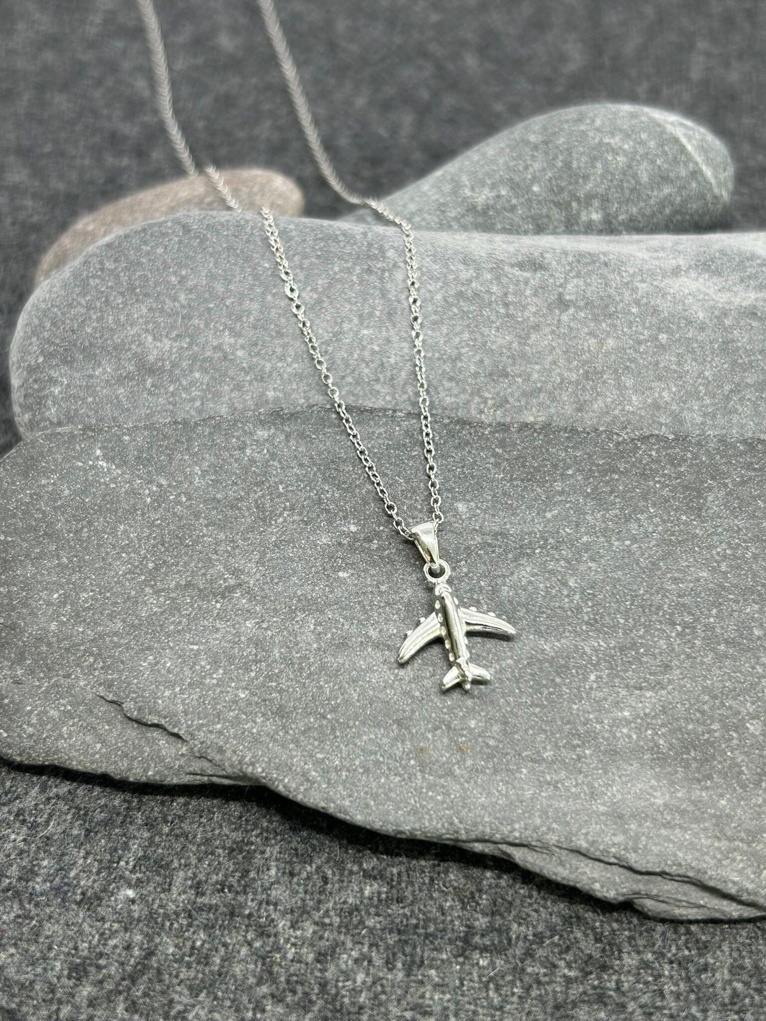 Aircraft - 925 Sterling Silver Plain Pendant and Necklace Boxed