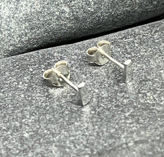 Bar - 925 Sterling Silver Plain Ear Studs Boxed